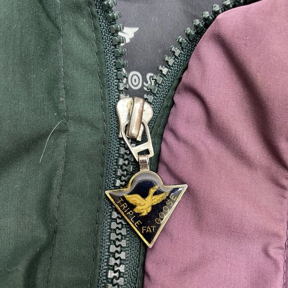 Vintage 90s Triple Fat Goose Jacket Down Puffer Retro Green Purple Womens XL - Picture 5 of 13